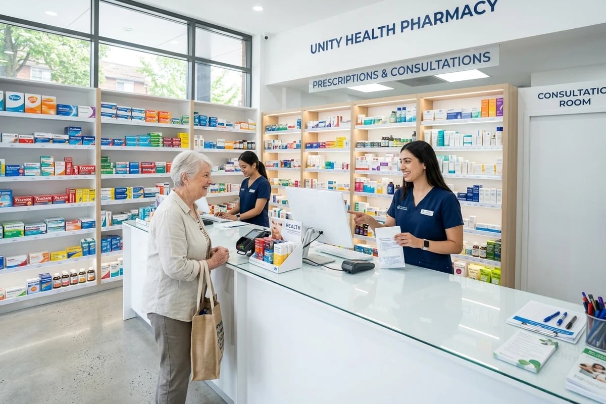 Quầy thuốc tây hiện đại chuẩn GPP sạch sẽ và thân thiện
